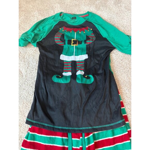Holiday Traditions Elf-Themed Christmas Pajama Set Adult M Stripe Red/Green‎ - Picture 3 of 6